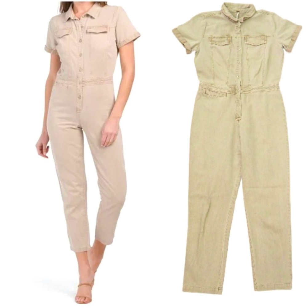 Young Fabulous & Broke Denim Short Sleeve Coverall Jumpsuit sz S